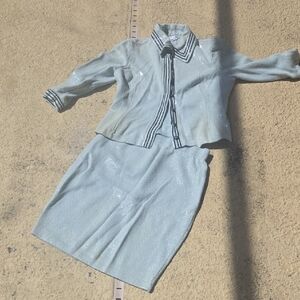 St. John Evening Light Blue Knit Top